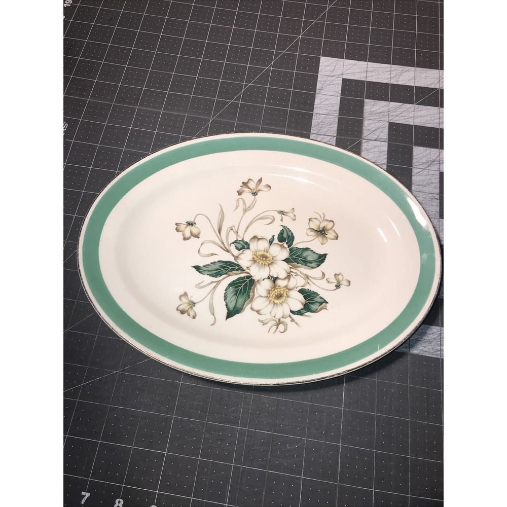 Vintage Earthenware Magnolia by EDWIN KNOWLES Oval Serving‎ Platter 12"